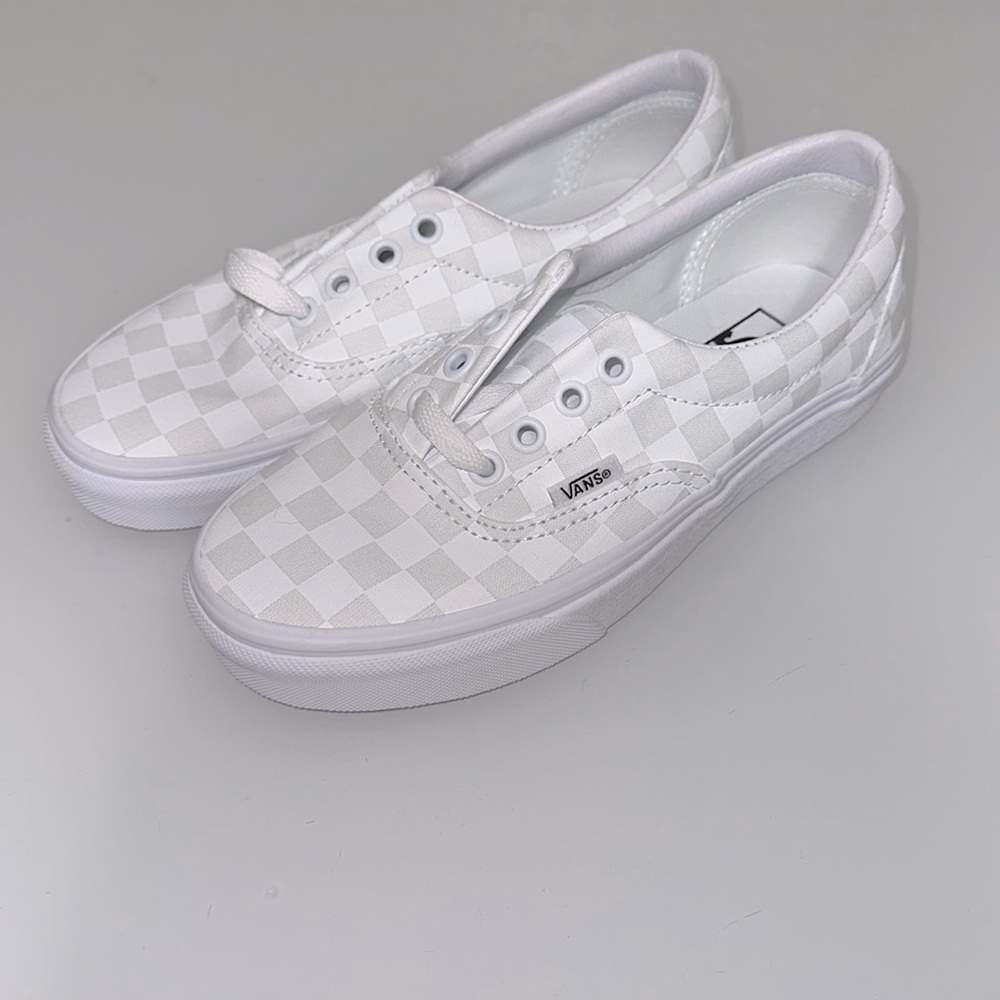 White Checkered Vans